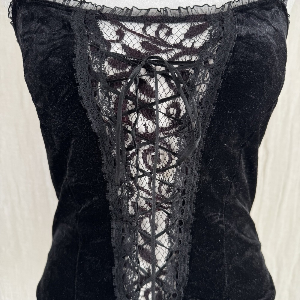 Velvet Whimsigoth Fairy Grunge Corset Top M VTG Y2K Witchy Vamp Indie Lace Up - Picture 3 of 8